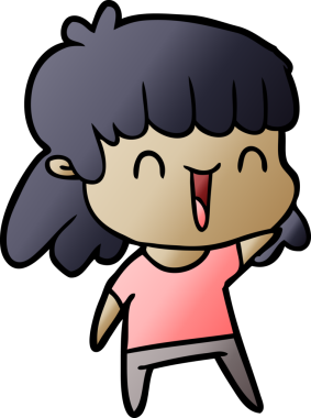 Bir insan tarafından çizilmiş mutlu bir kız.