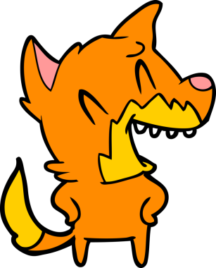 Bir insan tarafından çizilmiş gülen tilki çizgi filmi.