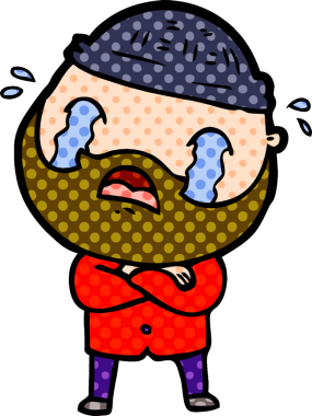 Çizgi film sakallı adam bir insan tarafından çizilmiş ağlıyor.