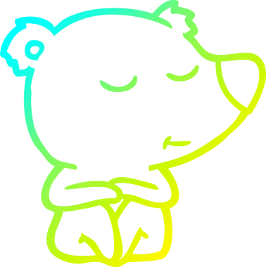 Bir insan tarafından çizilmiş mutlu bir kutup ayısının soğuk çizgi çizimi.