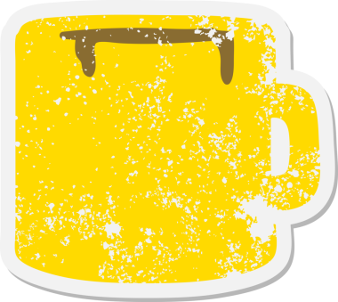 Bir insan tarafından çizilmiş kahve fincanı grunge etiketi.