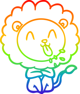 gökkuşağı gradyanı çizimi bir insan tarafından çizilmiş mutlu bir karikatür aslanı