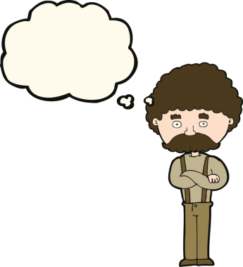 Bir insan tarafından çizilmiş düşünce baloncuğu olan yaşlı bir adam.