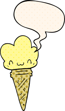 Bir insan tarafından çizilmiş çizgi roman tarzında yüz hatlarıyla çizgi film dondurması.