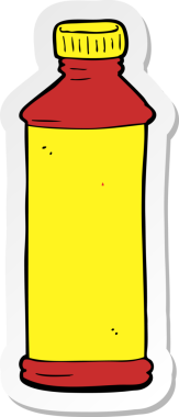 Bir insan tarafından çizilmiş çizgi film temizlik ürününün çıkartması.