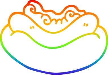 Gökkuşağı gradyan çizgisi bir insan tarafından çizilmiş bir sosisli sandviçin çizimi