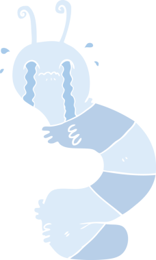 Bir insan tarafından çizilmiş düz renkli ağlayan tırtıl.