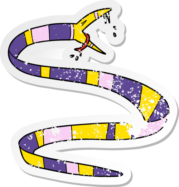 Bir insan tarafından çizilmiş zehirli bir yılanın karikatür yapıştırması.