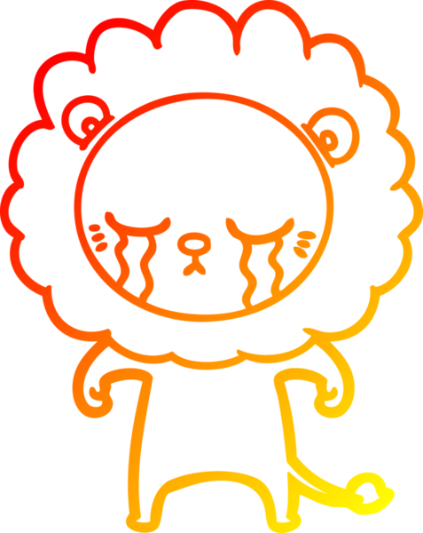 Bir insan tarafından çizilmiş, ağlayan bir aslanın sıcak çizgi çizgisi.