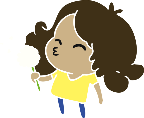 Bir insan tarafından çizilmiş tatlı bir kawai kızının serbest çizimi.