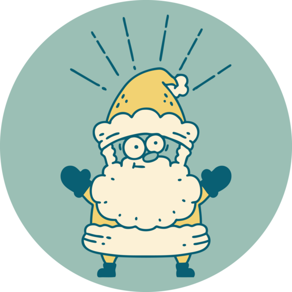 Bir insan tarafından çizilmiş dövme stili Noel Baba karakterinin simgesi