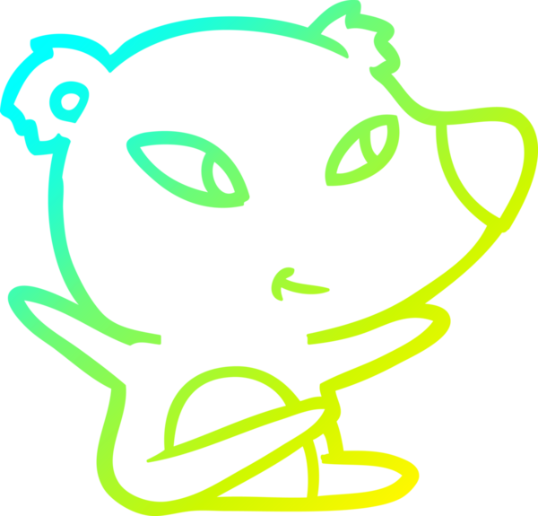 Bir insan tarafından çizilmiş şirin bir çizgi film ayısının soğuk gradyan çizgisi.