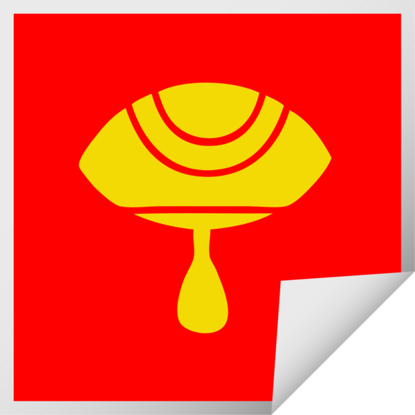 Bir insan tarafından çizilmiş ağlayan bir gözün kare soyulmuş çıkartması.