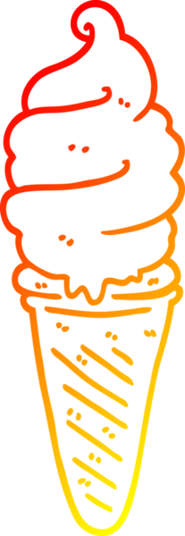 Bir insan tarafından çizilmiş çizgi film dondurmasının sıcak çizgi çizimi