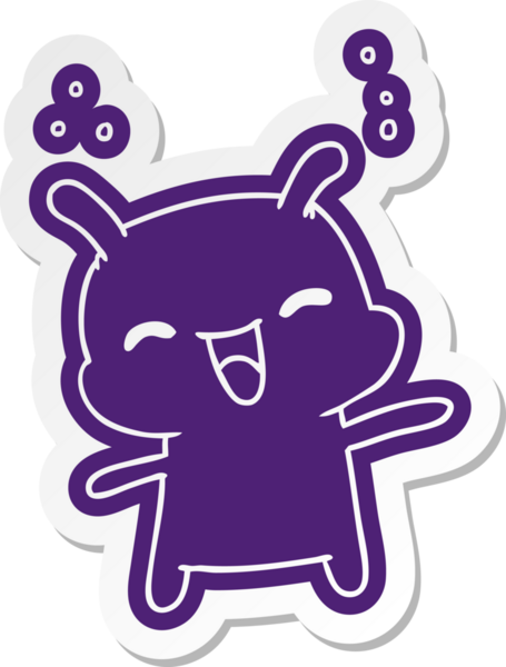 çizgi film çıkartması kawaii sevimli mutlu uzaylı bir insan tarafından çizilmiş