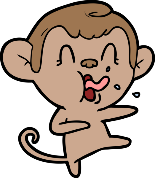 Bir insan tarafından çizilmiş çılgın çizgi film maymunu