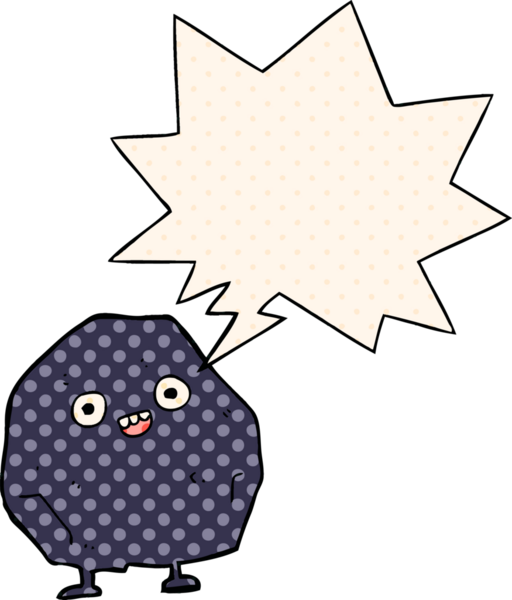 Bir insan tarafından çizilmiş, çizgi roman tarzında konuşma baloncuğu olan bir karikatür.