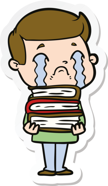 Bir insan tarafından çizilmiş, ağlayan bir çizgi film karakterinin çıkartması.