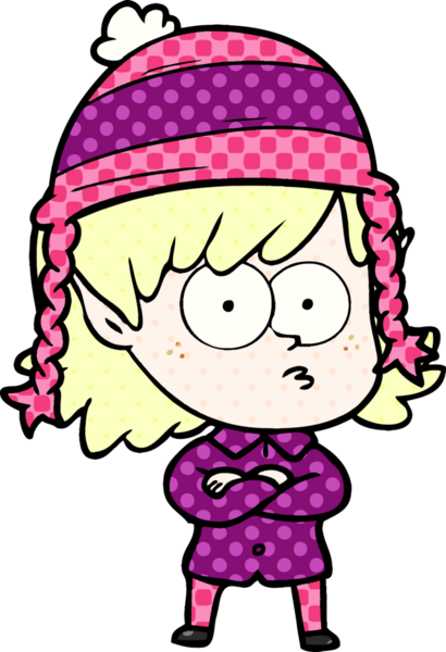 Bir insan tarafından çizilmiş çizgi film elf kızı.