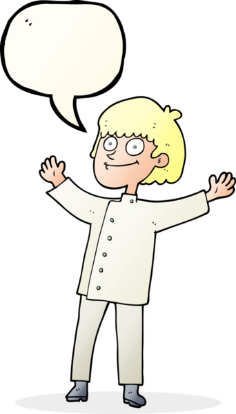 Bir insan tarafından çizilmiş serbest konuşma balonu karikatürü şefi.