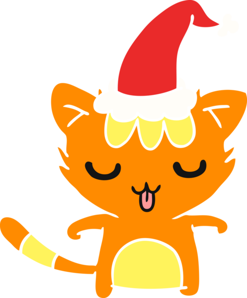 Bir insan tarafından çizilmiş kawaii kedisinin el çizimi karikatürü.