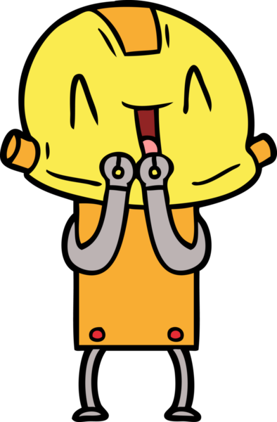 Bir insan tarafından çizilmiş çizgi film robotu