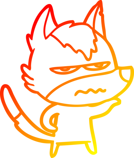 Bir insan tarafından çizilmiş kızgın bir kurdun sıcak çizgi çizimi.