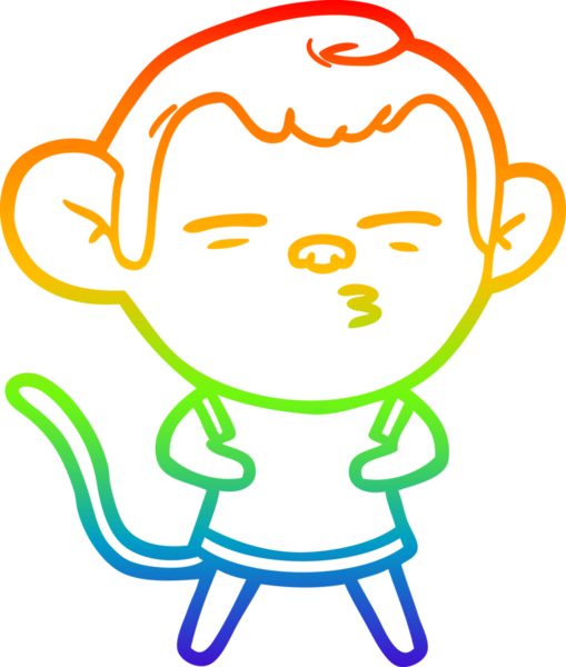 Gökkuşağı gradyan çizgi çizimi Bir insan tarafından çizilmiş şüpheli maymun