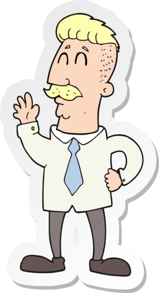 Bir insan tarafından çizilmiş bir karikatür ofis adamı çıkartması.