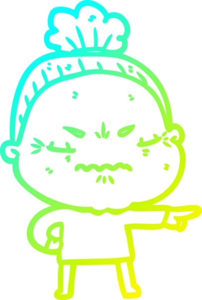 Bir çizgi film çizimi, bir insan tarafından çizilmiş yaşlı bir kadını rahatsız ediyordu.