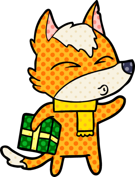 Bir insan tarafından çizilmiş tilki çizgi film karakteri.