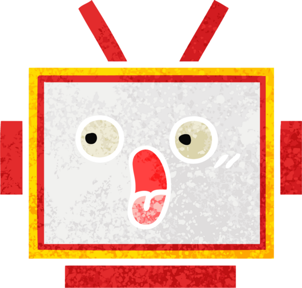 Bir insan tarafından çizilmiş robot kafasının retro çizim tarzı karikatürü