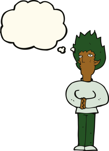 Bir insan tarafından çizilmiş düşünce balonlu vampir adam.