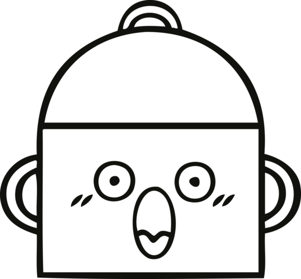 Bir insan tarafından çizilmiş bir tencere karikatürü.