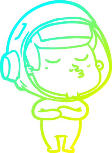 Bir insan tarafından çizilmiş kendinden emin bir astronotun soğuk çizgi çizimi.