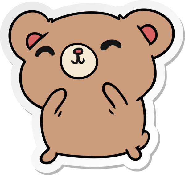 Etiket çizimi, bir insan tarafından çizilmiş kawaii sevimli mutlu ayı.