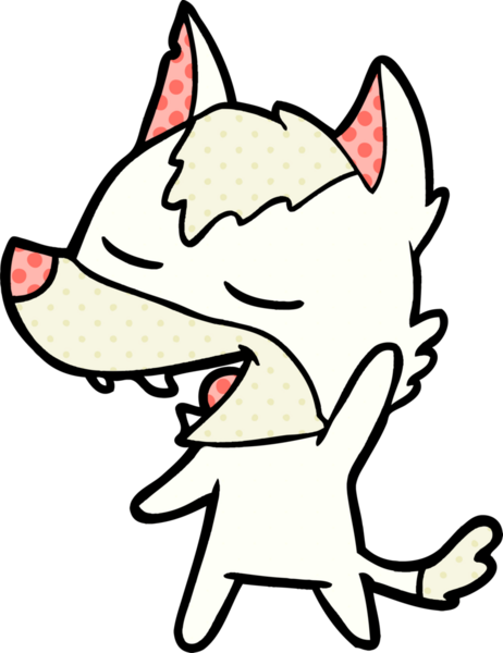 Bir insan tarafından çizilmiş gülen bir kurt.