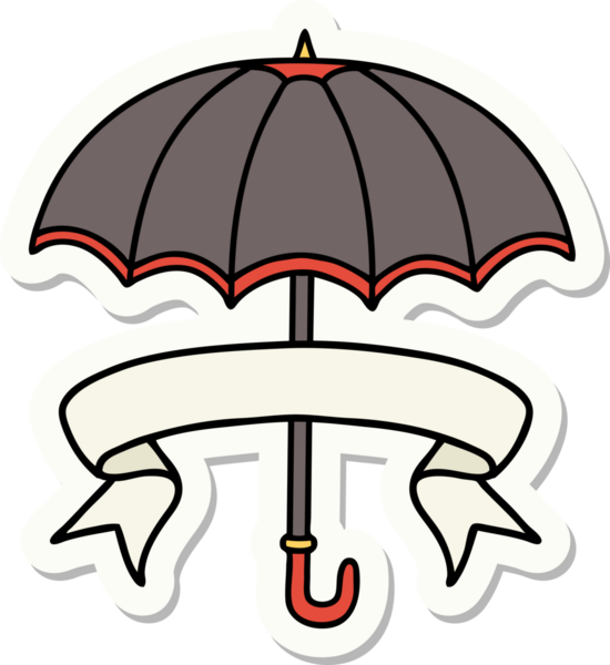 Bir insan tarafından çizilmiş şemsiye dövmesi stili çıkartması