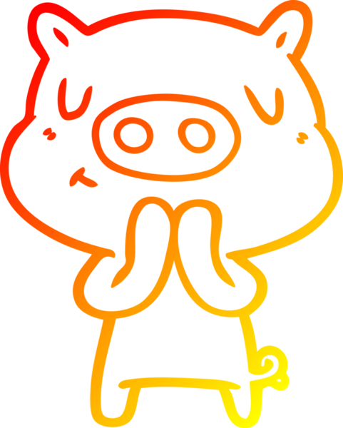 Bir insan tarafından çizilen çizgi film içerikli domuzun sıcak çizgi çizimi