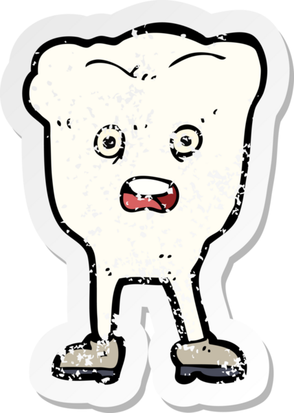 Bir insan tarafından çizilmiş korku dolu bir karikatür dişinin gerilimli çıkartması.