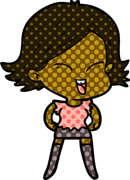 Bir insan tarafından çizilmiş mutlu çizgi film kızı.