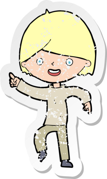 Bir insan tarafından çizilmiş karikatür adamın gerilmiş çıkartması.