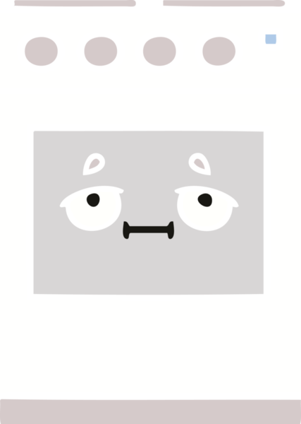 Bir insan tarafından çizilmiş mutfak fırınının düz renkli retro karikatürü