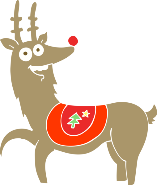 Bir insan tarafından çizilmiş yılbaşı ren geyiğinin düz renk çizimi