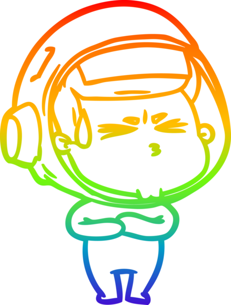 Bir insan tarafından çizilen gökkuşağı gradyan çizimi stresli astronot