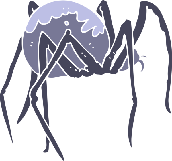 Bir insan tarafından çizilmiş ürkünç örümceğin düz renk çizimi