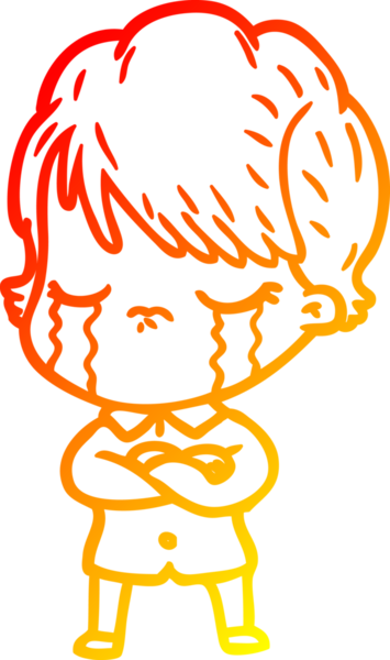 Bir insan tarafından çizilmiş, ağlayan bir çizgi kadın çizimi.