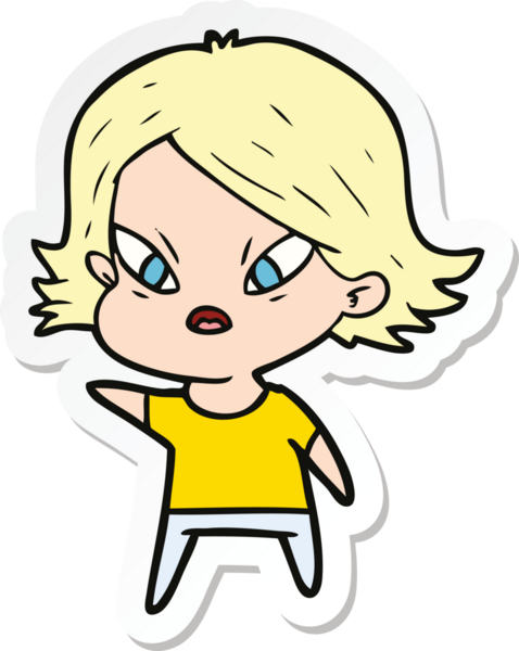 Bir insan tarafından çizilmiş bir karikatür çıkartması.