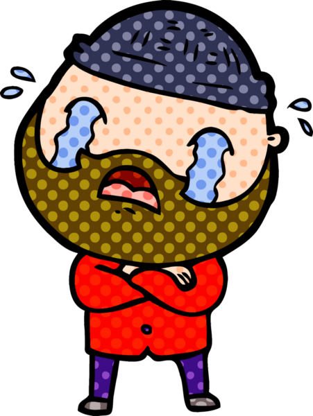 Çizgi film sakallı adam bir insan tarafından çizilmiş ağlıyor.