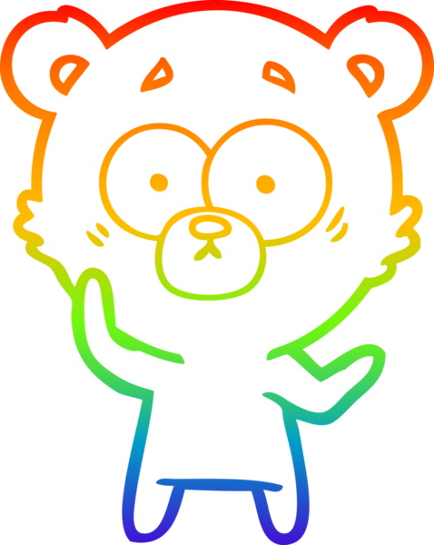 gökkuşağı gradyan çizimi şaşırmış bir ayı karikatürü bir insan tarafından çizildi